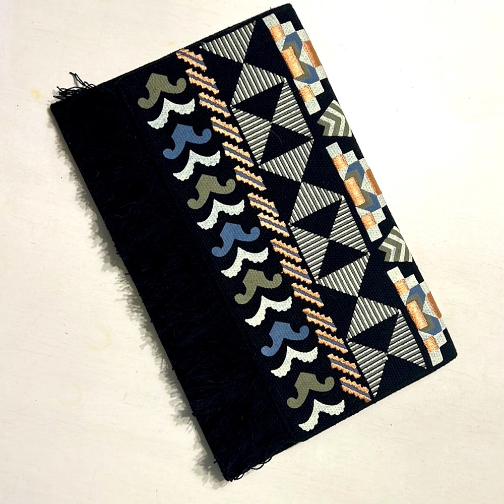 Stella & Dot Taj Canvas and Fringe Clutch